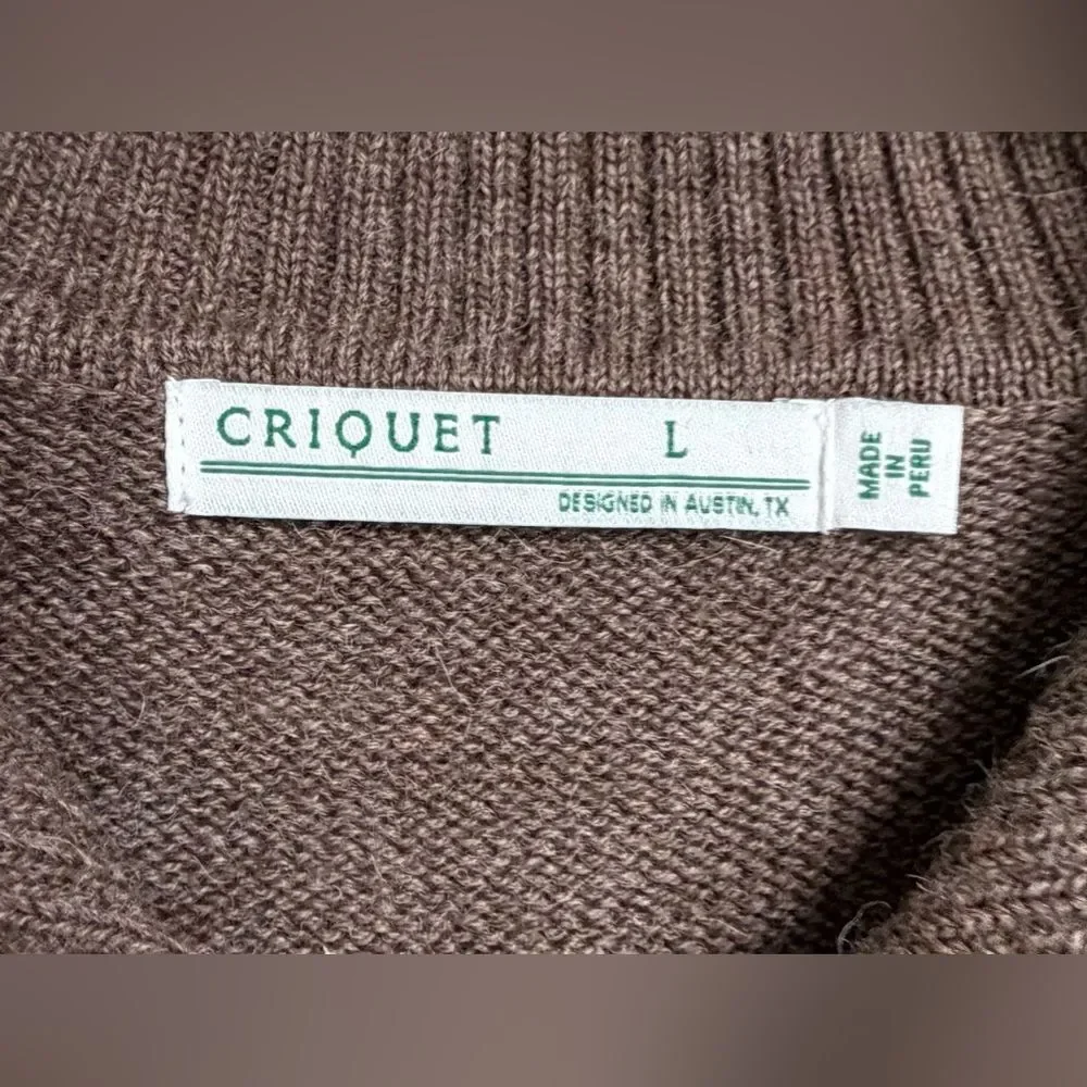 Alpaca Western Sweater Jacket Men’s Button Front Cardigan Patch Pocket Large